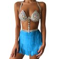 thumbnail image 2 of Blotona Women's Bohemian Sequin Skirt Sexy Tassel Mini Skirt Party Club Belt Wrap Dress Suitable for Music Festival Carnival Party, 2 of 5