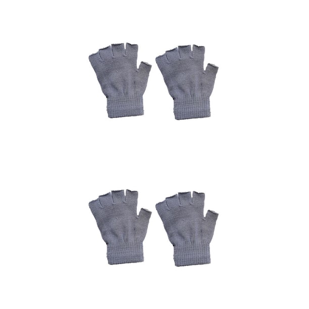 Minnieouse 1 par de guantes sin dedos tejido artesanal guante de medio dedo mujeres hombres cómodo tejido calentador de manos para exteriores gris claro gris claro 2piezas Minnieouse CBP338823