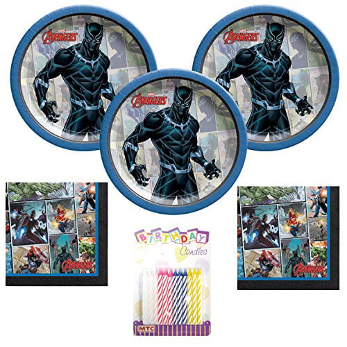 Black Panther Marvel Superhero Avengers Birthday Party 7" Paper Dessert Plates 