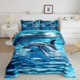 thumbnail image 2 of Feelyou 3D Dolphin Teens Full Size Comforter Sets, Kawaii Blue Sealife Bedding Comforter Set, Ocean Marine Animal Reversible Bedding Sets, Super Cozy Room Decor, 3-Piece, 2 of 8