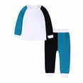 thumbnail image 3 of Elainilye Fashion Boys and Girls 2 Piece Set Round Neck Raglan Long Sleeve Top Long Pants Homewear Set Sizes 3M-13Y,Black, 3 of 9