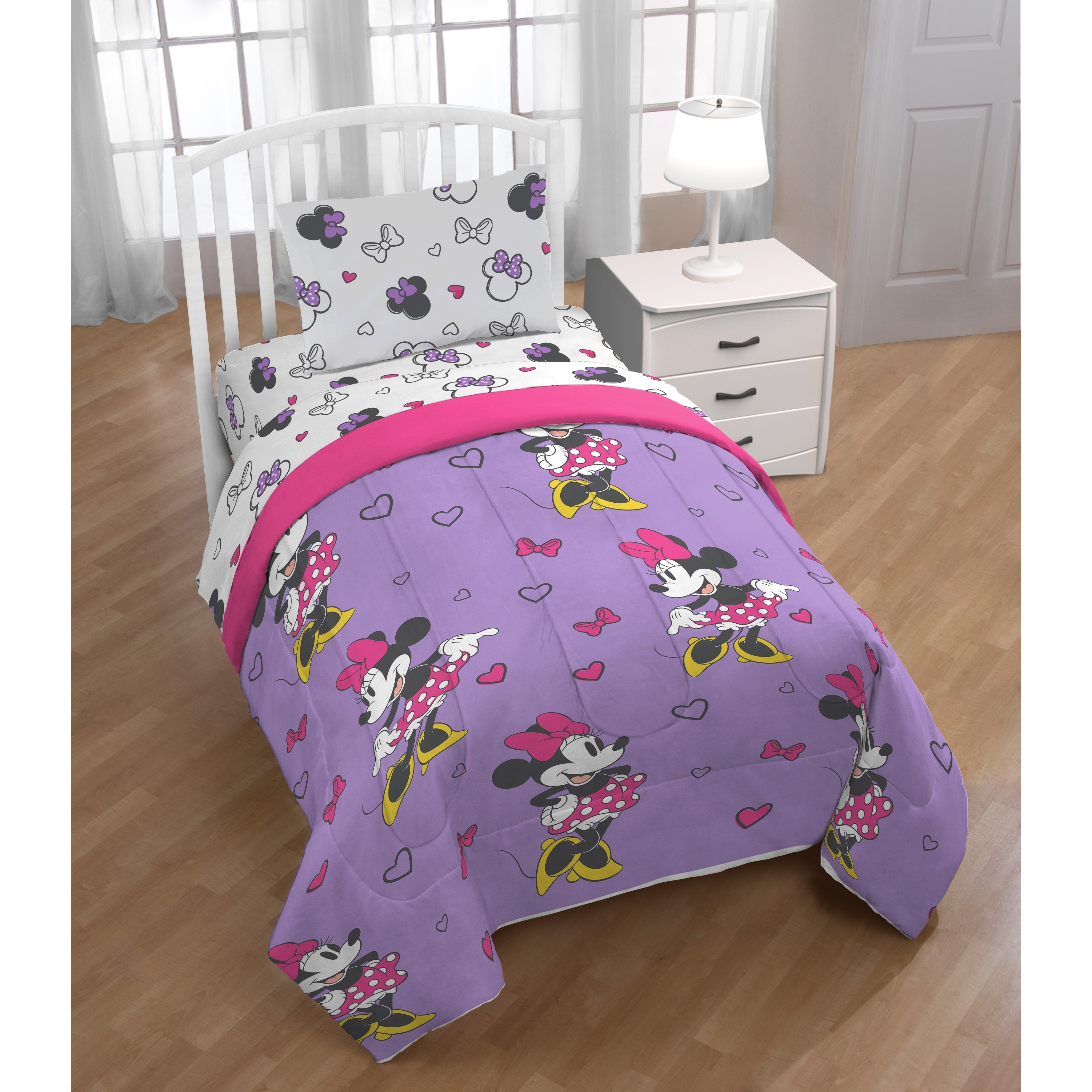 Minnie Mouse Love Novelty Microfiber Comforter, Full Size, Purple