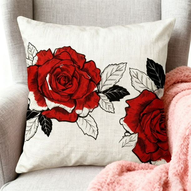 Funda de cojín decorativa con forma de corazón para San Valentín | Regalo romántico para parejas | Funda de cojín de sofá de poliéster rojo | 45 x 45 cm, decoración para dormitorio y salón