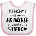 thumbnail image 3 of Inktastic My Mommy is an Er Nurse and a Hero Boys or Girls Baby Bib, 3 of 4