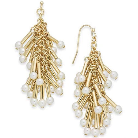 INC International Concepts I.N.C. Gold-Tone Imitation Pearl Shaky Chandelier Earrings