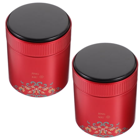 2 Pcs Airtight Tea Jar Mason Lids Food Containers with Cookie Jars Red