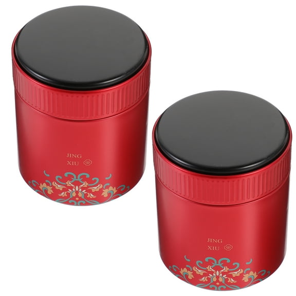 2 Pcs Airtight Tea Jar Mason Lids Food Containers with Cookie Jars Red