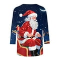 thumbnail image 7 of Xdegoge Christmas Tops Women 3/4 Sleeve Santa Snowman Vacation Shirts Casual Holiday Funny Cute Top Trendy Vintage Crew Neck Blouse Winter Loose Shirt 2025, 7 of 7