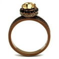 thumbnail image 2 of IP Coffee light Stainless Steel Ring with Top Grade Crystal in Light Smoked for Women Light Smoked Stone Color Style TK2654 Size 9, 2 of 3