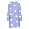 thumbnail image 7 of SMihono Fashion Womens Casual Long Sleeve Dress Fashion Dot Print Side Split Comfy Midi Dress Dressy Crewneck Spring Tunic Dress Tops Blue 6, 7 of 7