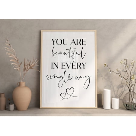 Home Wall Decor Art You Are Beautiful Quote Inspirational Phrase Motivational Saying Bedroom Wall Print House Warming Gift Unframed Paper Print