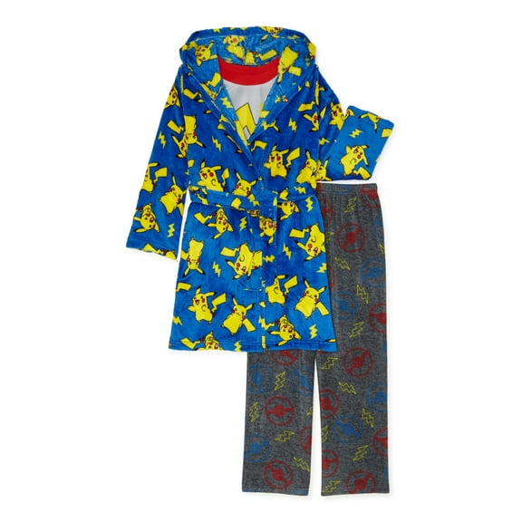 Pokemon Boys 2-Piece Pajama Set with Robe, Sizes 4-10