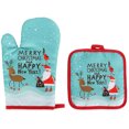 thumbnail image 1 of Juego de 2 manoplas y agarraderas para horno navideños, almohadillas resistentes al calor, guantes de cocina para manipular utensilios de cocina, utensilios para hornear y barbacoa, 1 of 6