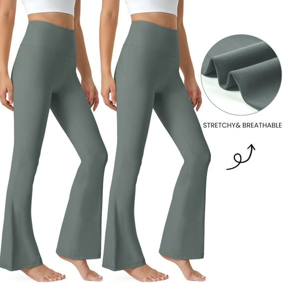 (2 pack) FITOP Flare Yoga Pants for Women Buttery Soft High Waist Bootcut Pants Workout Leggings