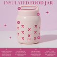 thumbnail image 2 of - Tarro de acero inoxidable, doble pared sellado al aspiradora, recipiente de almacenamiento de alimentos con tapa de asa de transporte, 24 onzas, color rosa con diseño de lazo, 2 of 5