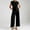 Black, variant on 2025 Summer New Women's Jumpsuit | Lightweight And Breathable Round Neck | Color And Size Loose Casual Pants | Versatile For Commuting And Vacation off The Shoulder Jumpsuits Pant Rompers for Women
