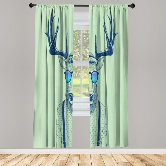 Ambesonne Curtains, Pair of 28"x95", Green Blue