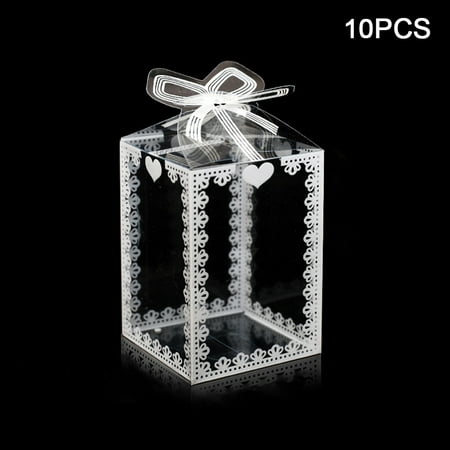 

10pcs Pre Folded Baby Shower With Bowknot Party Favor Cake Packaging PVC Box