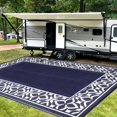 thumbnail image 5 of BERTHMEER 5'x8' Outdoor Rugs Clearance,Plastic Straw Waterproof Patio Carpets for RV,Deck,Camping,Beach,Picnic,Garden and Balcony,Deep Blue and White, 5 of 6