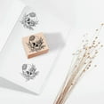 thumbnail image 6 of 1Pc Beechwood Stamps with 1Pc Resin Stamp Sheet Square Scrapbook Accessories Skull Pattern 7.5x7.5x2.3cm, 6 of 6