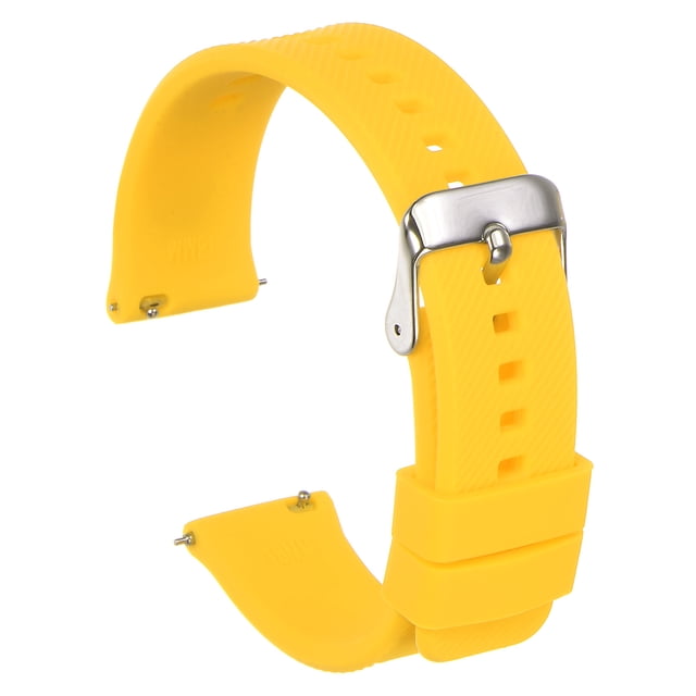Correa de reloj de silicona Uxcell de 20 mm, correa de goma suave con hebilla de acero inoxidable chapada para hombres y mujeres, amarilla