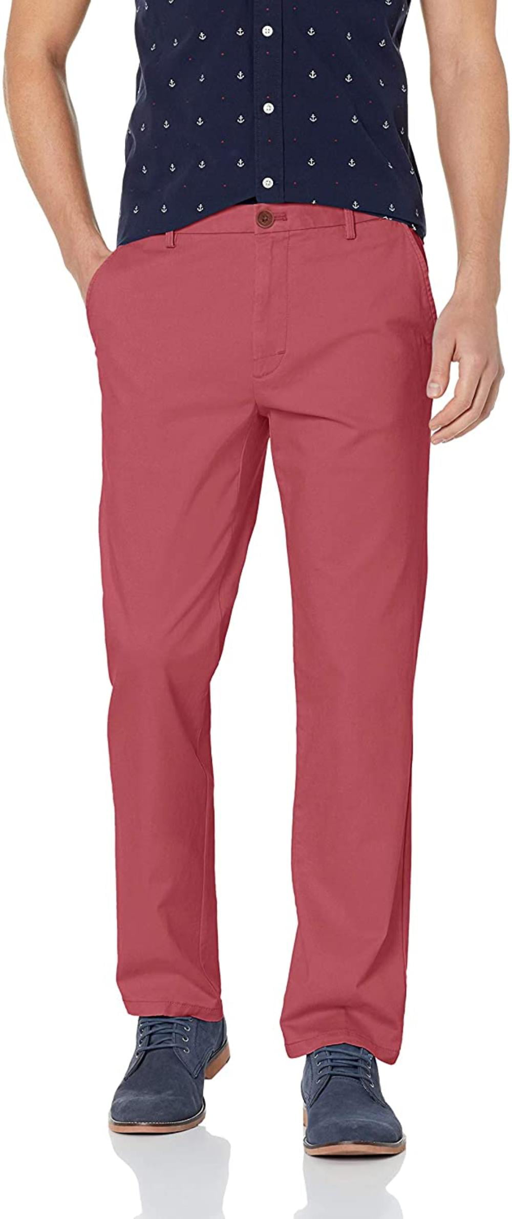 IZOD Men's Stretch Chino With Sportflex Straight pants Flat front Saltwater Red 