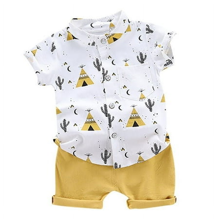 

Baby Boys Summer Casual Short Sleeve T-shirt Tops+Shorts Costume Set