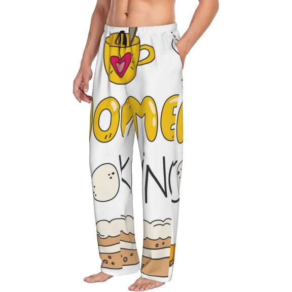 Mens Pajama Pants Bottoms with Pockets - Home Cooking Comfy Mens Pj Pants, Soft Men Lounge Pants
