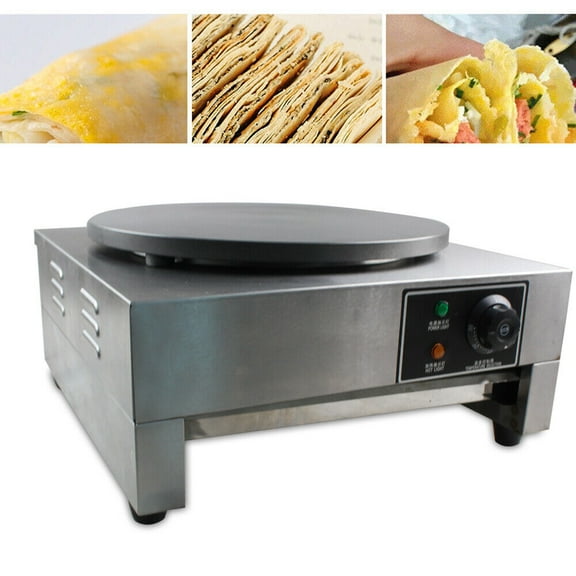 Electric Crepe Maker Machine, 110V 2.8KW 16" Commercial Nonstick Pancake Griddle Single Hotplate Adjustable Temperature 50-300(122-572) with Batter Spreader for Roti Blintzes Tortilla