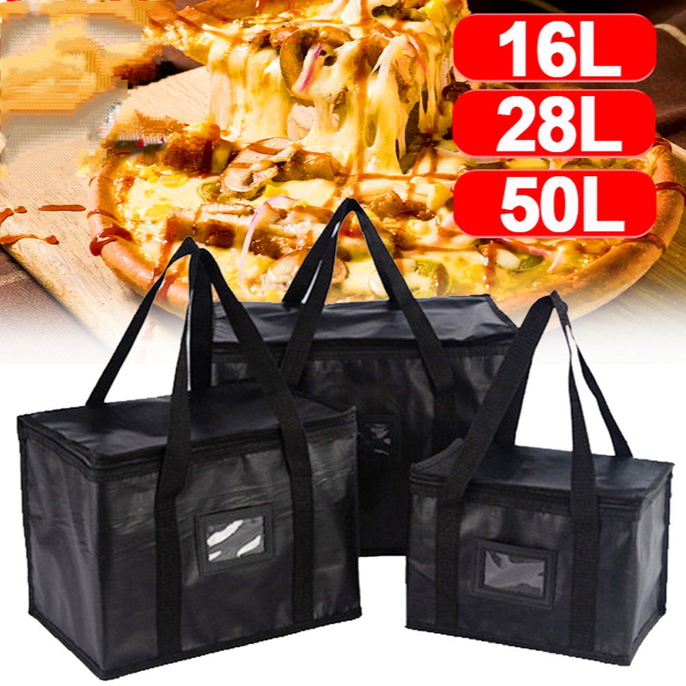 Grand Sac Isotherme Livraison 28L Noir - Tissu Oxford Imperméable, Protection Thermique Chaud/Froid, Idéal Pro Et Particulier