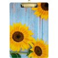 thumbnail image 1 of FMSHPON Yellow Sunflowers Blue Wooden Clipboard Hardboard Wood Nursing Clip Board and Pull for Standard A4 Letter 13x9 inches, 1 of 7
