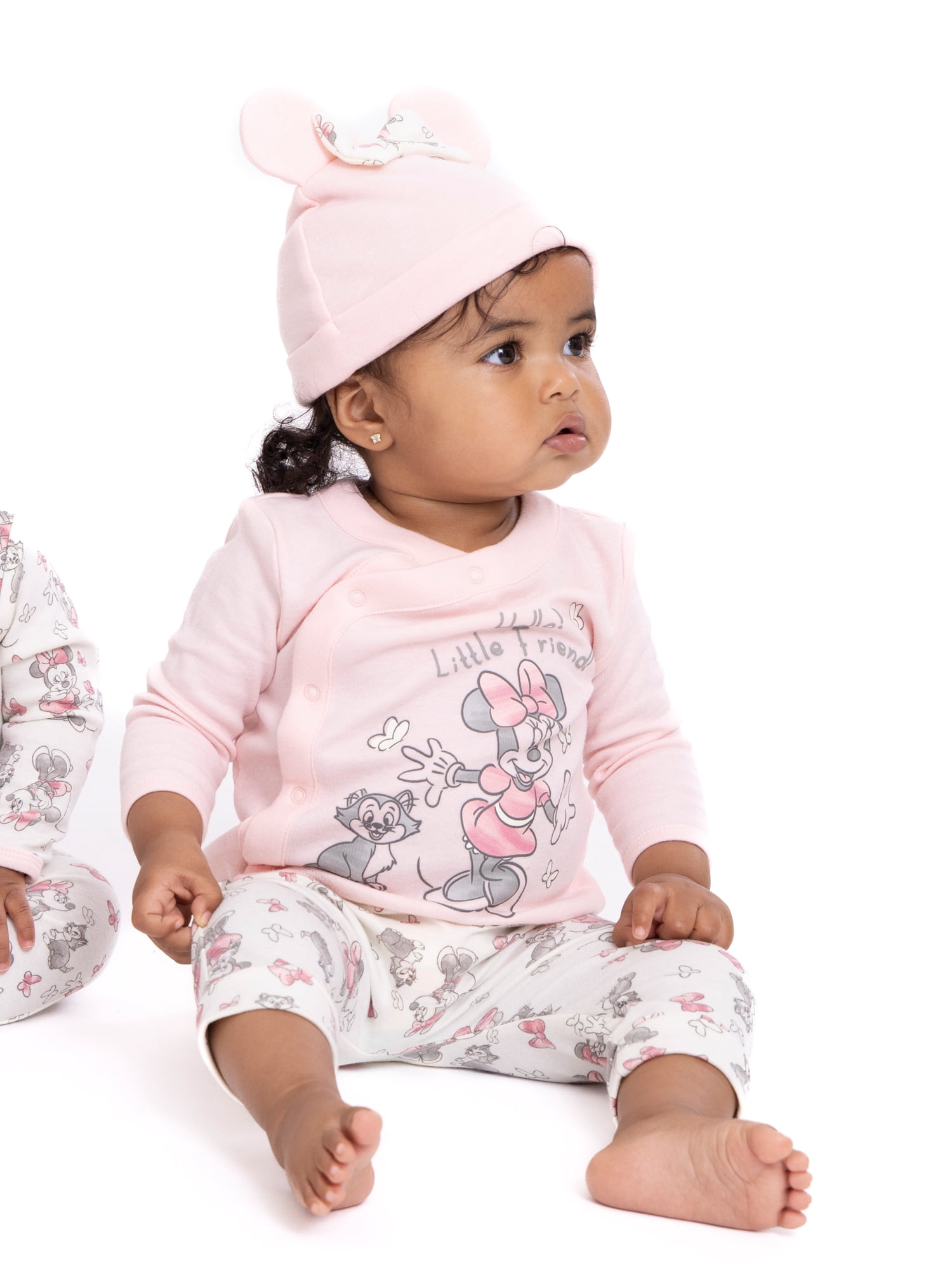 Disney Baby Wishes + Dreams Minnie Mouse Infant Baby Take Me Home Hat, Long-Sleeve Tee, and Pants Outfit Set, 3-Piece Sizes Preemie-6 Months