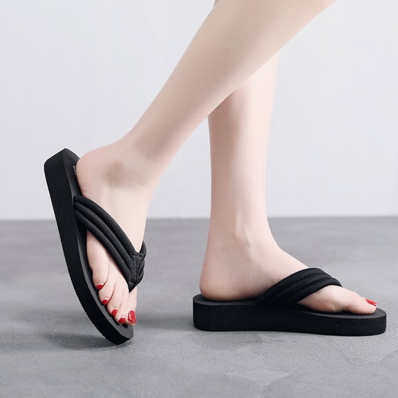 TEHAUX 1 Pair of Black Foam Platform Sandals Women Lightweight Casual Summer