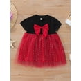 thumbnail image 2 of TSEXIEFOOFU Baby Girl Princess Dress, Summer Short Sleeve Round Neck Bow Front Mesh Tulle Dress, 2 of 9