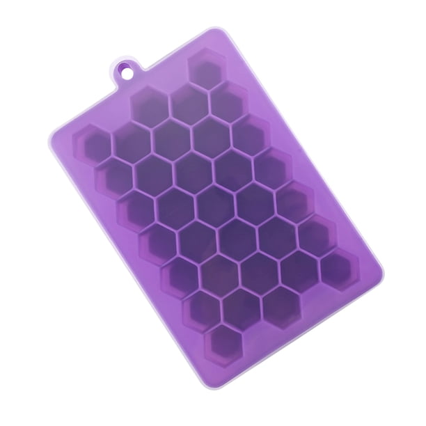 Xihbxyly Bandeja de Hielo con Diseño de Panal, Tapa Flexible, 30 Rejillas para Hielo y Chocolate, Multiusos para Puré y Jabón de Bebé, Apta para Refrigerador, Opciones Verde, Azul y Morado, 120 G