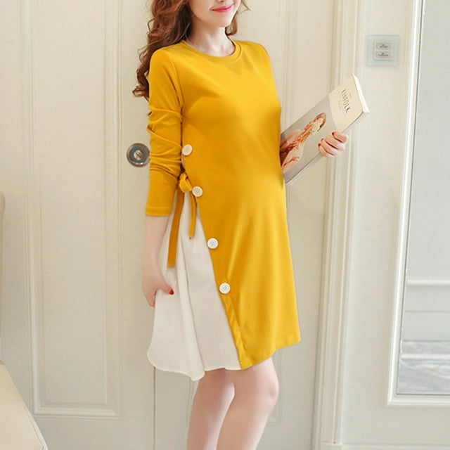 LSLJS Robe d'Été Patchwork Ample et Surdimensionnée pour Femmes Enceintes, Robe de Maternité pour Femmes Enceintes