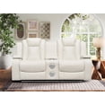 thumbnail image 2 of Lymka Faux Leather Power Reclining Home Theater Seating Loveseat in White, 2 of 3