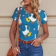 thumbnail image 6 of KLL Women 's Crew Neck Bodysuit Jumpsuits Cartoon Goose Print Short onesies Stretch T Shirts, 6 of 7
