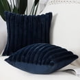 thumbnail image 3 of SHIBA-Set of 2 Faux Wool Plush Decorative Throw Pillow Covers 26x26 Inch Dark Blue Fluffy Striped Soft Decorative Cushion Cover for Sofa Bedroom Pillow Shell, 3 of 4