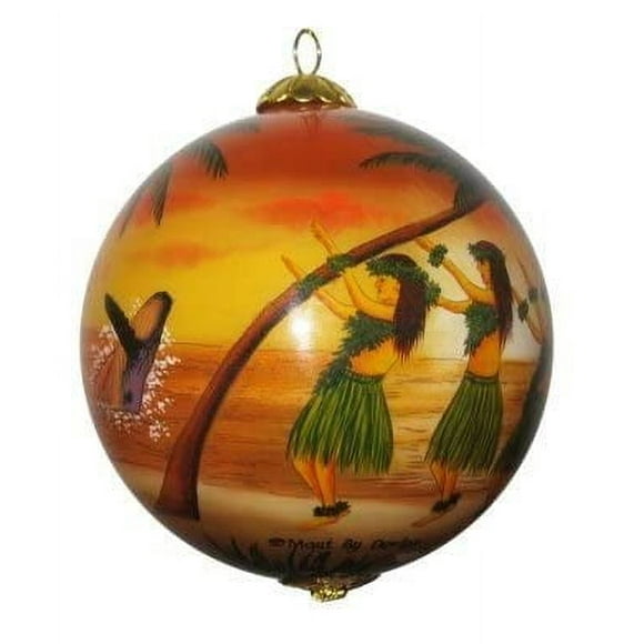 Collectible Maui Christmas Ornament - Sunset Hula Hand Painted from Inside Collectible with Gift Box SH/M