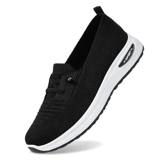 Xiaoxatg Women's Casual Shoes for Daily Wear Ballerinas Trainers Comfortable On Breathable Soft Sole Lightweight Canvas Footwear 6.5 Black