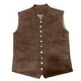 thumbnail image 5 of Kureaily Men's Leather Stand Collar Vest Casual Suede Suit Vest Waistcoat for Men, 5 of 6