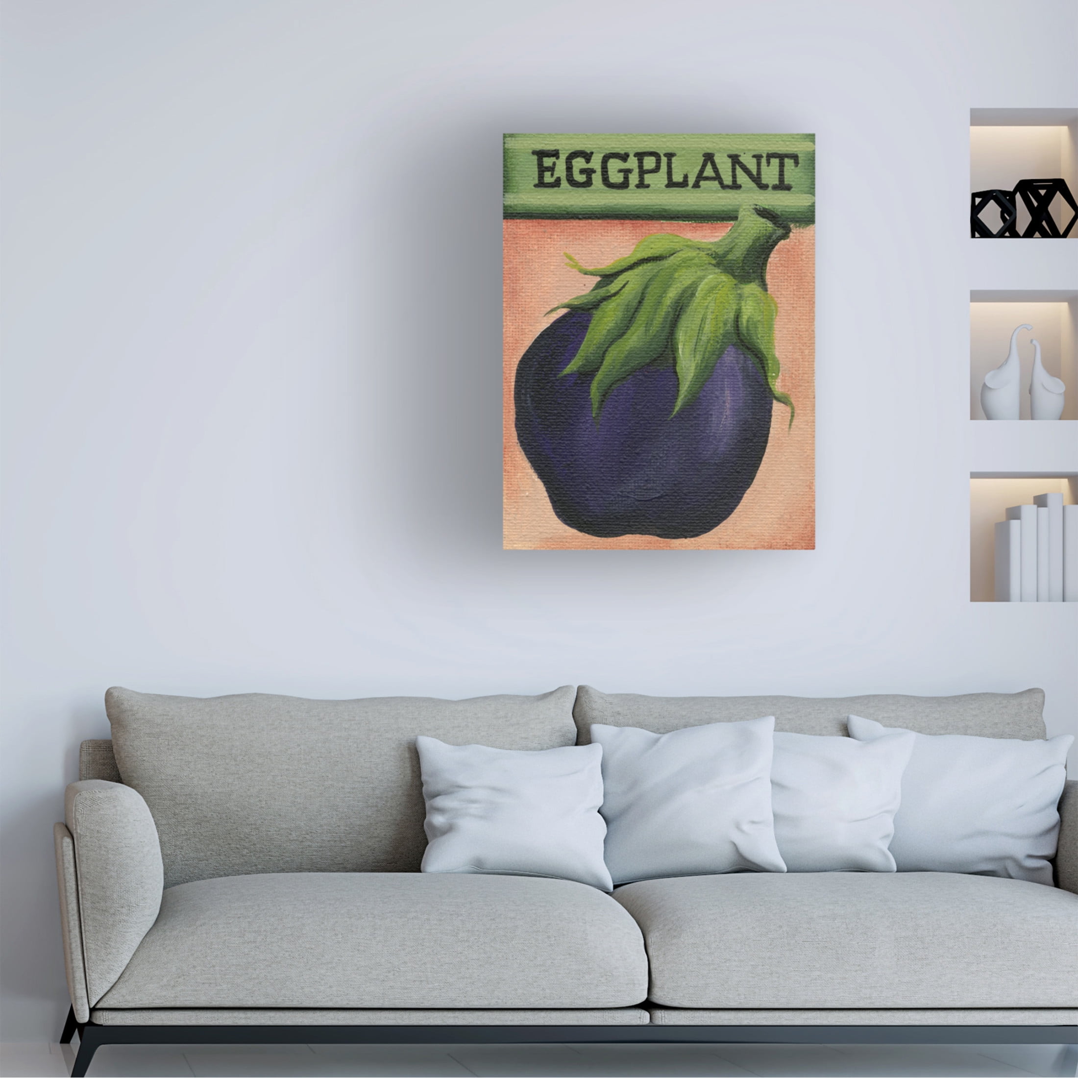 Canvas Wall Art - Debbi Wetzel 'Seed Packets 09 - Eggplant' Wall Art for Living Room, Bedroom, or Office Décor by Trademark Fine Art - 14 x 19 Inches
