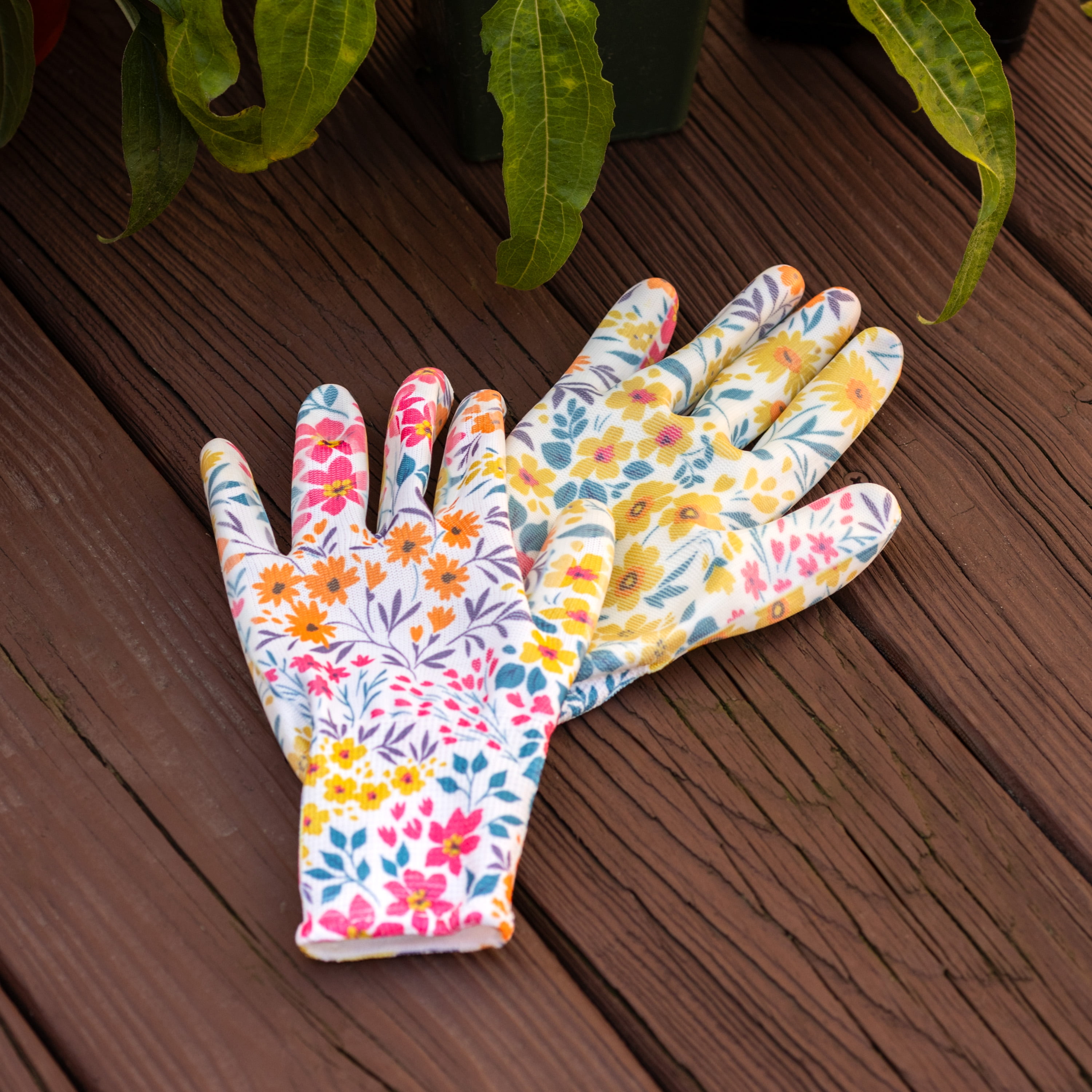 Expert Gardener Floral Pattern Nitrile Gardener Gloves