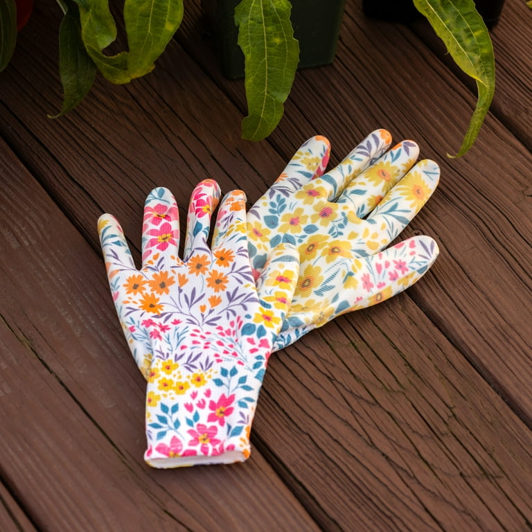 Expert Gardener Floral Pattern Nitrile Gardening Gloves Durable Pink Yellow  Blue Sized for Comfort - Walmart.com