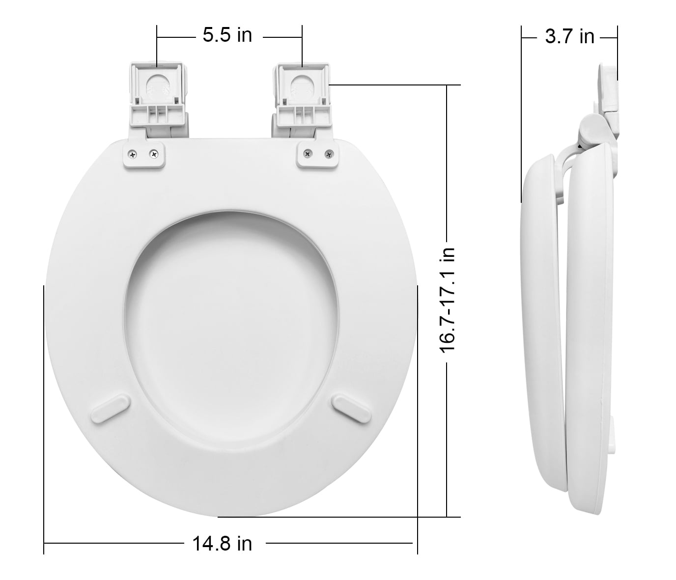 (2 pack) Premium-Mainstays-17" Molded Soft Toilet Seat with Flip Slider QR&SL Hinges (TPU Leather)