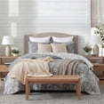 thumbnail image 6 of Mainstays Botanical Floral Stitched Quilt, King, Light Grey, Reversible Lightweight Bedding, 6 of 9
