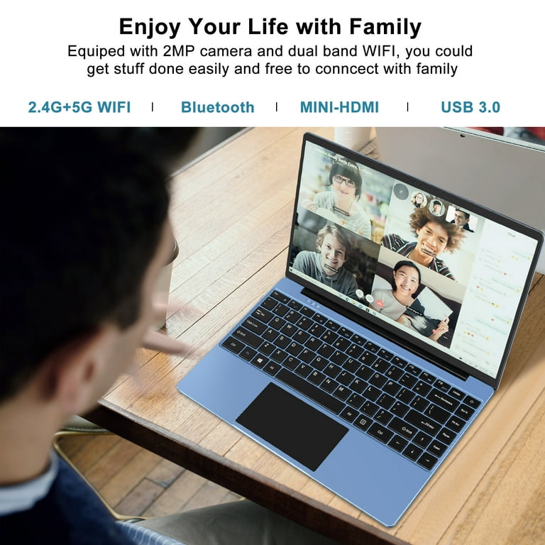 Aocwei Windows 10 Laptop Computers, 14 6GB RAM 128GB SSD Support 1TB SSD  Expansion, 1920x1080 FHD Traditional Laptop for Work Study  Entertainment-Blue 