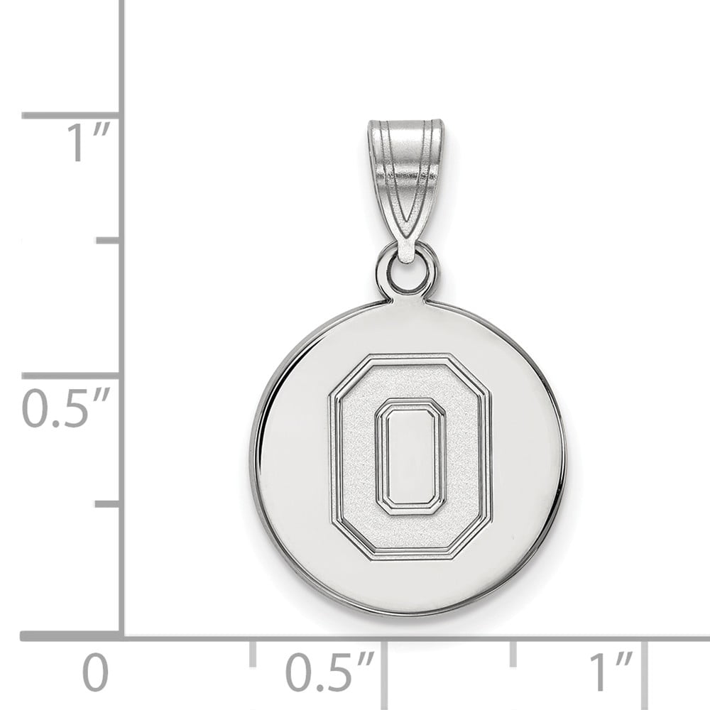 White Sterling Silver Charm Pendant Ohio NCAA State University 15 mm 7 White Sterling Silver Charm Pendant Ohio NCAA State University 15 mm 7