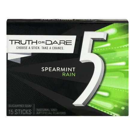 Wrigley's 5 Truth Or Date Sugarfree Gum Spearmint Rain - 15 CT